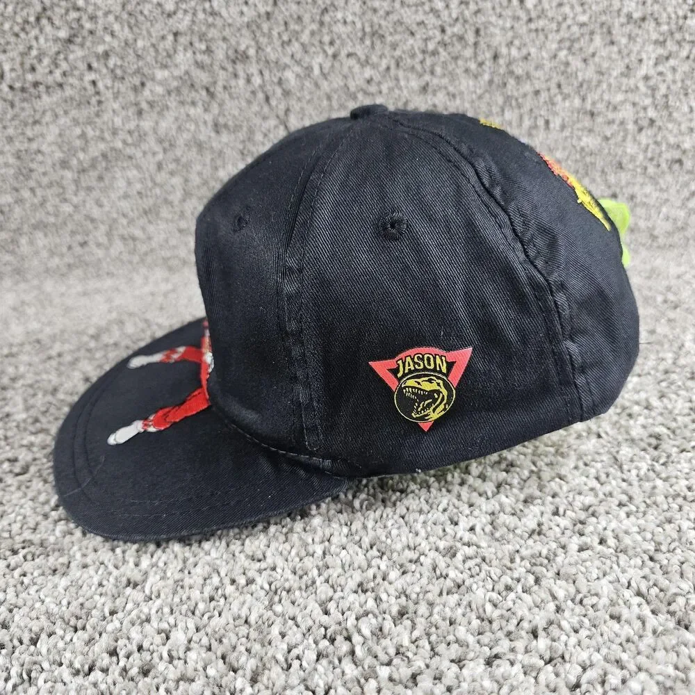Vintage Mighty Morphin Power Rangers Hat Cap Snap Back Black Red Jason Youth 90s